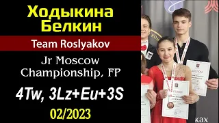 Valeria KHODYKINA / Alexey BELKIN - Power elements in FP, Jr Moscow Championship (02/2023)