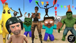 siren head Vs Granny Vs minecraft | BabyNoob Birthday | Pubg Animation