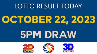 Lotto Result Today OCTOBER 22 2023 5pm Ez2 Swertres 2D 3D 6/49 6/58 PCSO