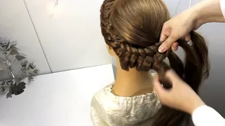 Как сделать легкую прическу на длинные волосы Прическа коса в школу на каждый день своими руками