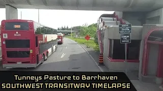 Ottawa OC Transpo transitway (future LRT) Tunneys Pasture to Barrhaven time-lapse 2021