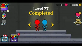 Red and Blue Stickman:Animation Parkour Level 76 77 78 79 80 Android Gameplay Walkthrough By WEWIN