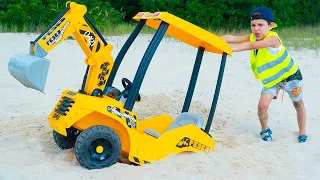 Artem Pretend Play with Excavator and Cars for Kids I Funny videos for children