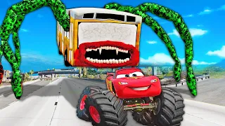 Epic Escape Monster Lightning McQueen vs Bus Eater | McQueen VS McQueen Eater | BeamNG