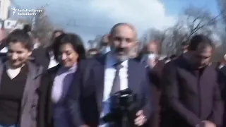 Pashinian Marches With Supporters, Accuses Armenian Military Of 'Attempted Coup'