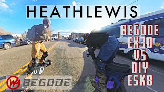 Heathlewis ESK8 vs EX30 EUC - DIY 22s Electric Skateboard - Begode Electric Unicycle