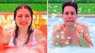 SOFÌ E LUÌ PISCINA CON ACQUA CALDA vs ACQUA FREDDA!! Hot vs Cold | Me contro Te