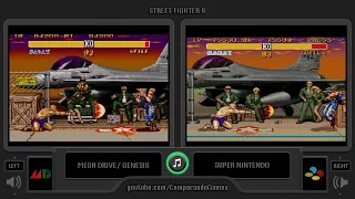 Street Fighter II Turbo (Sega Genesis vs SNES) Side by Side Comparison