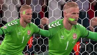 Fan Shines Laser Light on Denmark Goalkeeper’ Eye During Penalty  l  Euro 2020