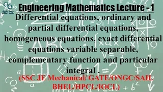 Engineering Mathematics  Lecture 1: Differential Equations