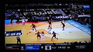 Duke VS. Iona NCAA First Round Tipoff