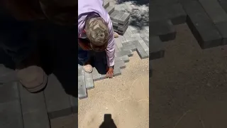 Herringbone paver pattern installation #diy #shorts