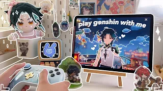 🧧 playing genshin impact on a chill morning, ipad setup | lantern rite ambience (asmr)