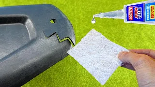 Mix Super Glue and Fiberglass, the real Intelligent Plastic Repairing Technique !!
