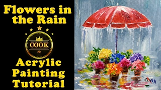 Flowers in the Rain with Ginger Cook - Acrylic Painting Tutorial for Beginners - Cookie Crumbs Live