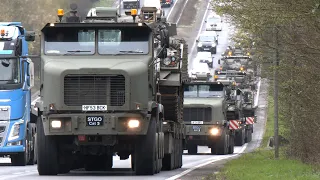 Convoy of tank transporters hauling Up-Armoured Fighting Vehicles of the British Army 🪖