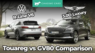 Genesis GV80 vs Volkswagen Touareg 2021 comparison review | which luxury SUV wins? | Chasing Cars