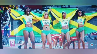 This is why Jamaica  🇯🇲 lost the women's 4X100 Relay  to the USA 🇺🇸 in Budapest