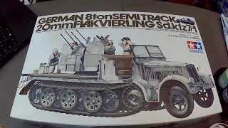 Tamiya 1/35 German Sd.kfz 7/1 8-ton Semi-track and 20mm Flakvierling Unboxing, Review and Rating.