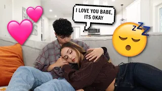 CRYING Then FALLING ASLEEP IN MY BOYFRIENDS ARMS! *CUTEST REACTION*