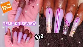 ✨TRYING A $13 POLYGEL STARTER KIT FROM TEMU! | Glitter Ombre & Colorblock Polygel Nail Tutorial