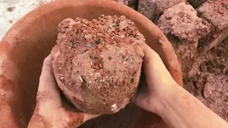 Multi Stone red dirt dry clay pot crumbling satisfying sound relaxing video🔥