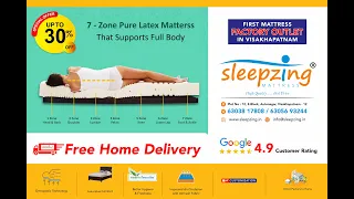 Latex foam mattress manufactured by Sleepzing factory outlet in Vizag