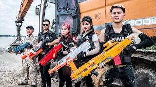 LTT Game Nerf War : Couple Warriors SEAL X Fight Mr Zero Crazy Team By Using Swat Girl's Trap