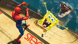 GTA 5 Spiderman vs SpongeBob Epic Ragdolls Ep.1 (Euphoria Physics)