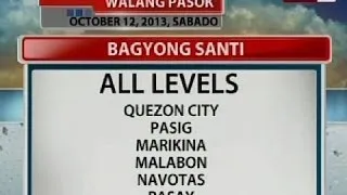 BT: Klase sa ilang lugar, suspendido dahil sa Bagyong Santi