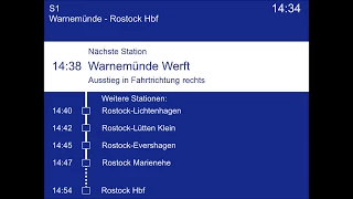 Ansagen S-Bahn Rostock [S1] // Warnemünde ► Rostock Hbf [mit Haltestellenanzeige]