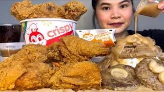 JOLLIBEE CHICKENJOY and BURGER STEAK MUKBANG | Mukbang ASMR | Hanimacetv