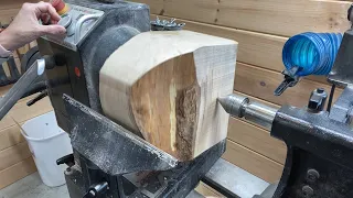 Woodturning a Maple Bowl and Adding EPOXY to fill cracks.