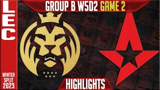 MAD vs AST Highlights Game 2 | LEC Winter 2023 Group B W5D2 | MAD Lions vs Astralis G2