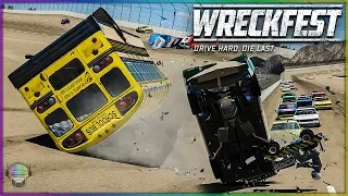 COMPLETE MADNESS AT TALLADEGA! | Wreckfest | NASCAR Legends - Buses - Lawn Mowers