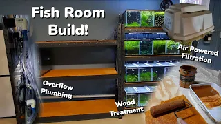 Fish Room Build! Auto Water Change Overflow Plumbing, Wood Preparations, Air Pump Filtration System