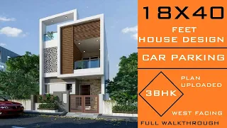 18X40 HOUSE DESIGN WITH CAR PARKING 3BHK |18X40 FEET HOUSEPLAN WITH ELEVATION|18*40 GHAR KA NAKSHA