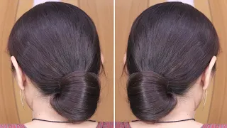 Super! Easy Low Bun Hairstyle Using Only Rubber band | Sleek Low Bun Juda Hairstyle For Long Hair