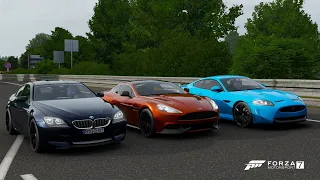 Forza 7 Drag race: BMW M6 vs Aston Martin Vanquish vs Jaguar XKR-S (2012)