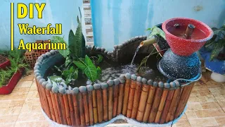 Amazing Ideas with Bamboo And cement, DIY Unique Waterfall Aquarium