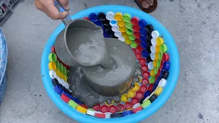 Great . AMAZING / Tips Make Cement Flower pots with plastic bottle / DIY Cement flower pots