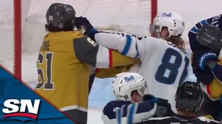 Scrum Ensues Between Jets and Golden Knights After Big Hit on Scheifele