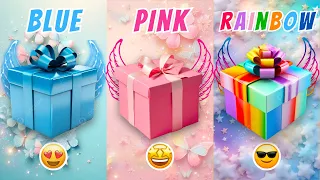 Choose your gift3😍💝💙💜3gift box challenge-Pink vs Blue vs Rainbow #giftboxchallenge #chooseyourgift