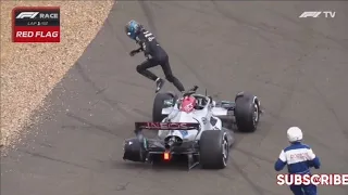 GEORGE RUSSELL running 🏃‍♀️ over to check  ZHOU GUANYU after his crash | #f1 2022 British gp