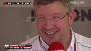 Alonso Raikönnen Schumacher Podium + Ross Brawn & Rosberg Post-Race Interviews F1 2012 European GP