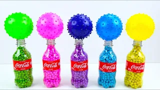 5 Bottles Balloons with Beads | How to make Rainbow Coca-cola Bottle Beads Balls Cutting Asmr