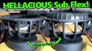 Hellacious Subwoofer Flex! Pride Car Audio 15" Driver | Super Slow Mo Peak to Peak Excursion