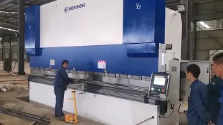 CNC Press Brake Machine Installation and Test bending sheet metal in workshop