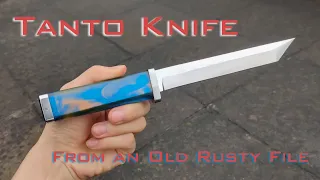 Knife Making | Making a Straight Tanto Knife from an Old Rusty File