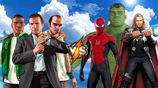 GTA 5 MEGA RAMP CHALLENGE AVENGERS VS MICHEAL GANG